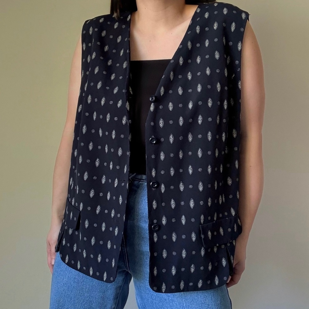 Vintage Paisley-Inspired Button Up Vest